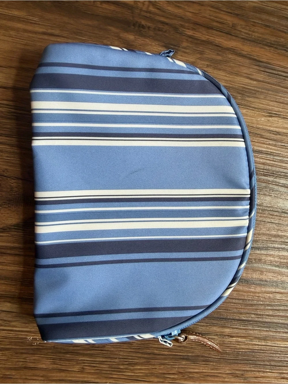 Ralph Lauren Small Blue Stripped Zipper Makeup Clutch